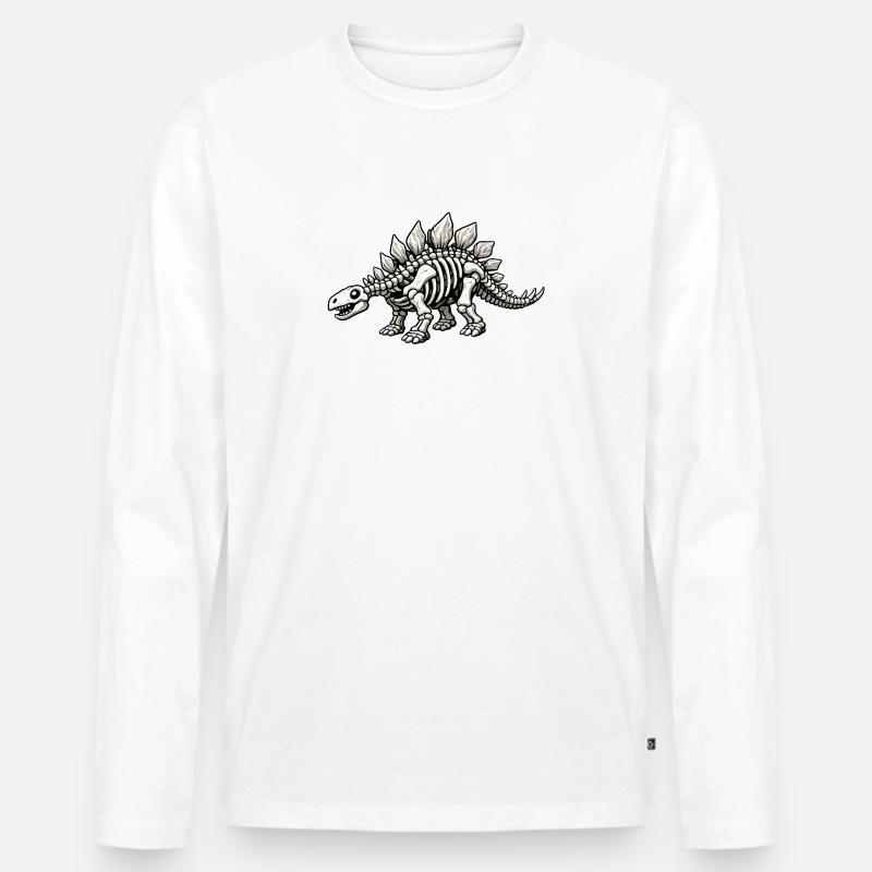 Stegosaurus Skeleton - Men's Premium Organic Long Sleeve Shirt - white