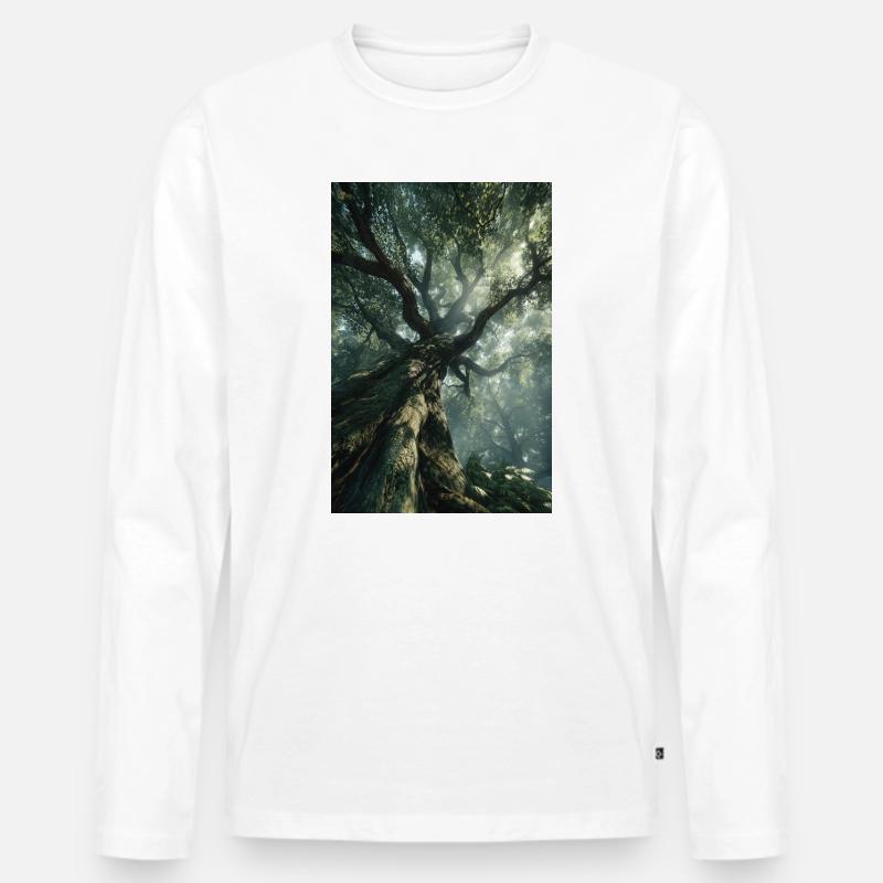 Uraltes Waldlicht - Männer Premium Bio Langarmshirt - Weiß