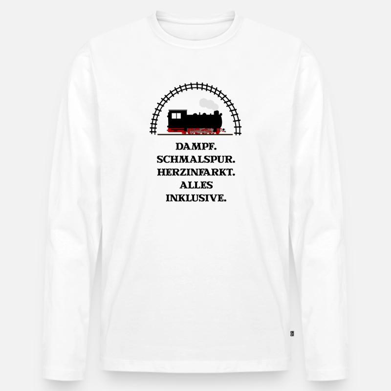 Dampf Schmalspur Herzinfarkt - Männer Premium Bio Langarmshirt - Weiß