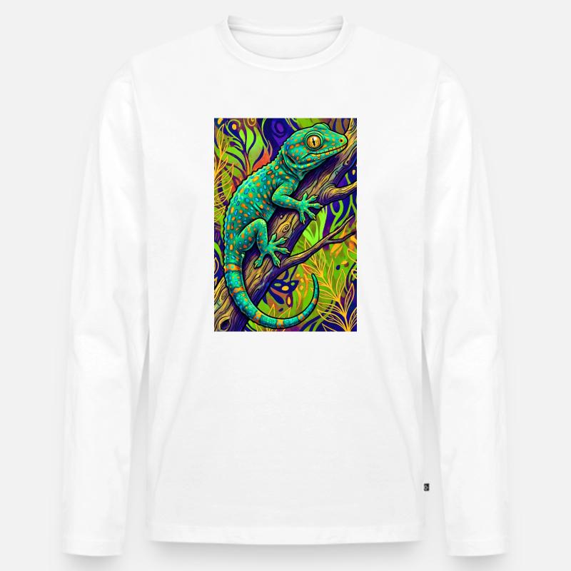 Gecko - Männer Premium Bio Langarmshirt - Weiß