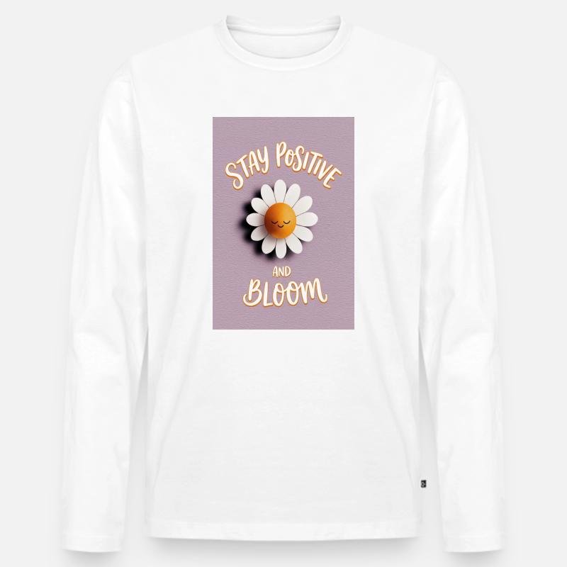 Bleib positiv, Bloom Daisy - Männer Premium Bio Langarmshirt - Weiß