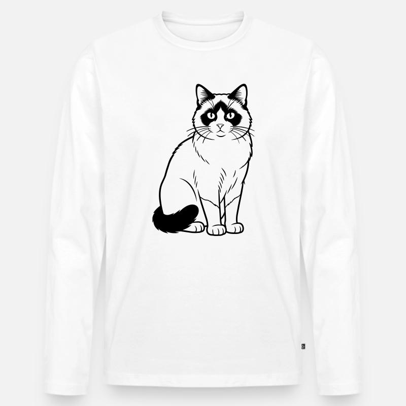Schneeschuhkatze - Männer Premium Bio Langarmshirt - Weiß