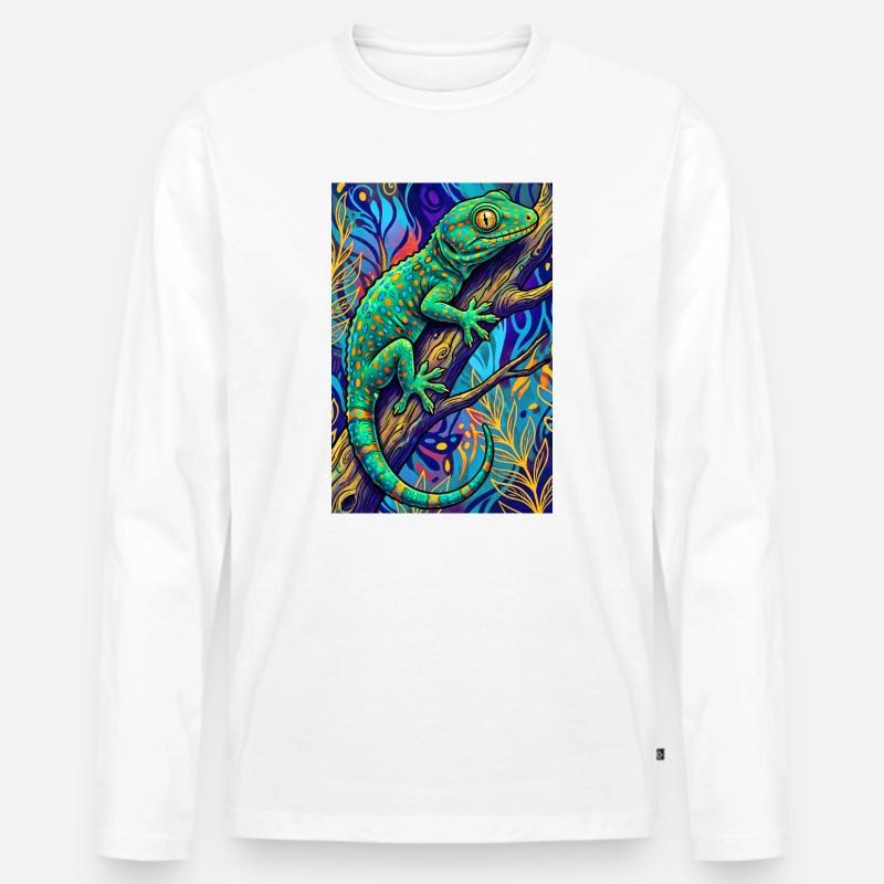 Gecko - Männer Premium Bio Langarmshirt - Weiß