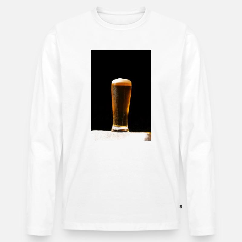 Bierglas Abendlicht - Männer Premium Bio Langarmshirt - Weiß