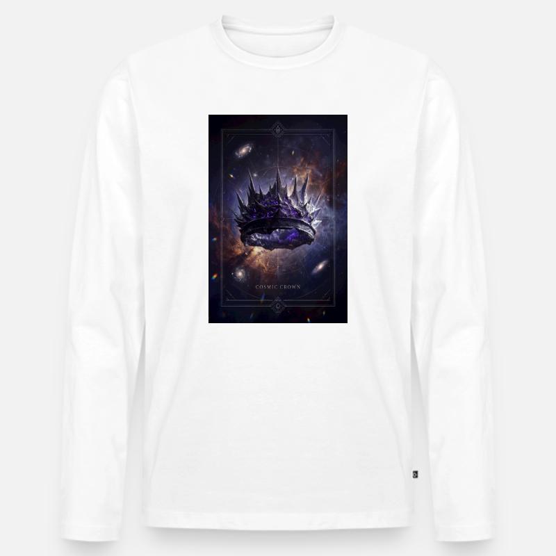 Kosmische Krone - Männer Premium Bio Langarmshirt - Weiß
