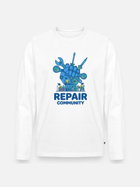 Cultuur van gereedschappen van de reparatiegemeenschap - Mannen Premium Bio shirt met lange mouwen - wit