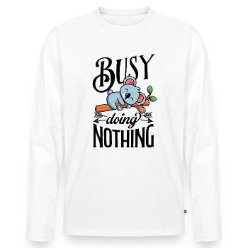 Koala occupé à ne rien faire - T-shirt manches longues Premium bio Homme - blanc - Devant - Nico (187cm)