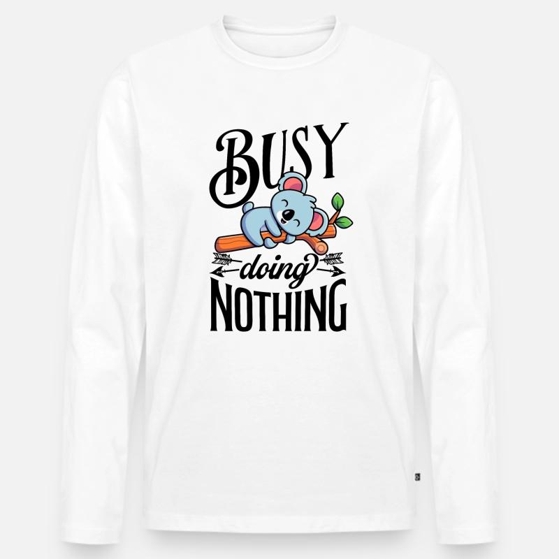 Koala busy doing nothing - Männer Premium Bio Langarmshirt - Weiß
