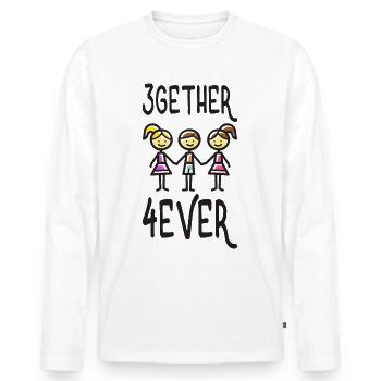Throuple Liebe Polyamorie Geschenk 3gether 4ever - Männer Premium Bio Langarmshirt - Weiß - Vorne - Nico (187cm)