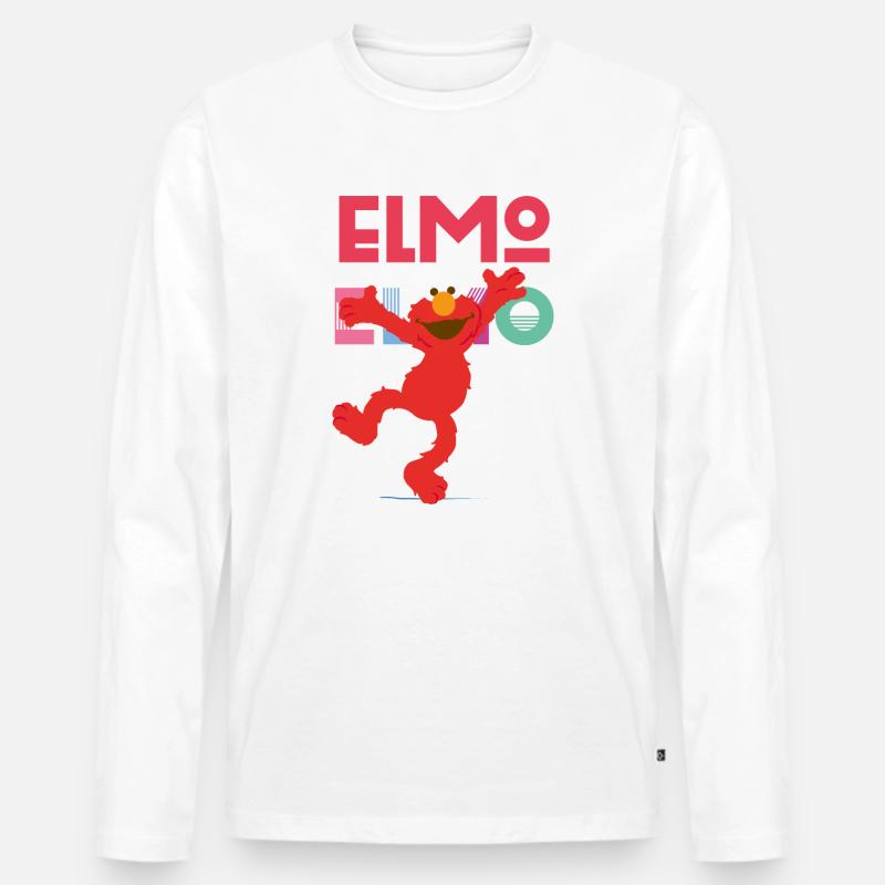Sesamstraße Elmo Springt - Männer Premium Bio Langarmshirt - Weiß