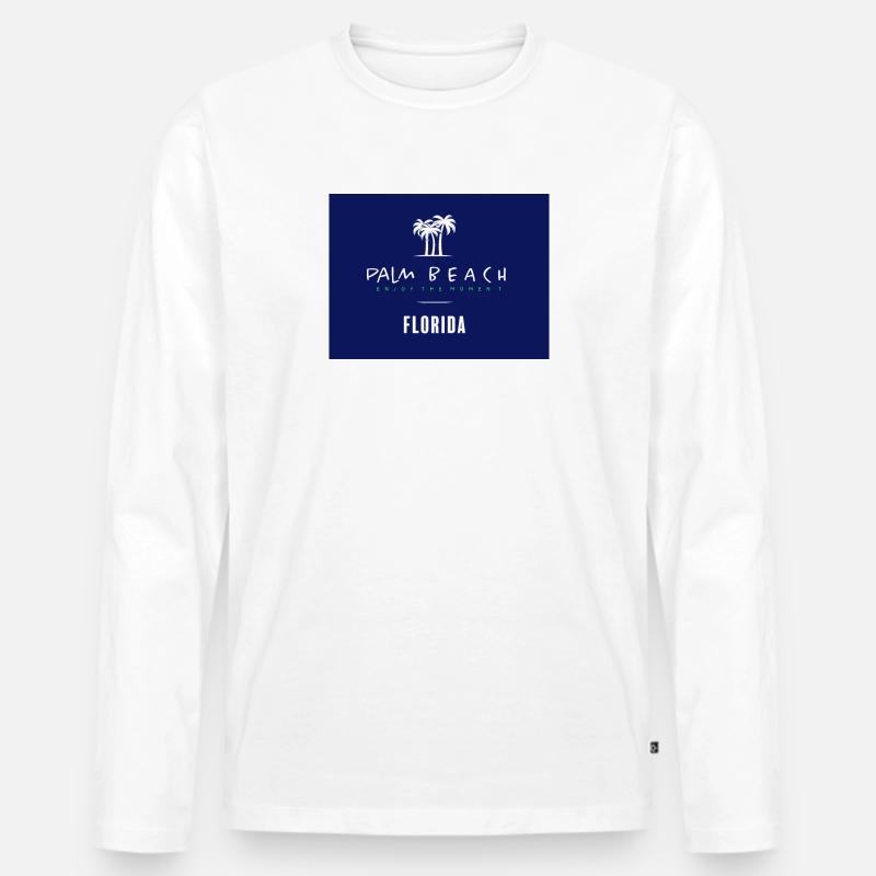 Palm Beach Florida - Männer Premium Bio Langarmshirt - Weiß