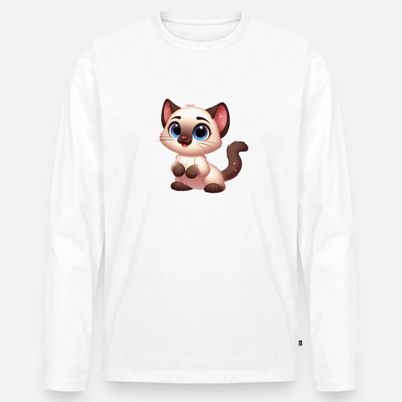 Siamesisch 21 - Männer Premium Bio Langarmshirt - Weiß