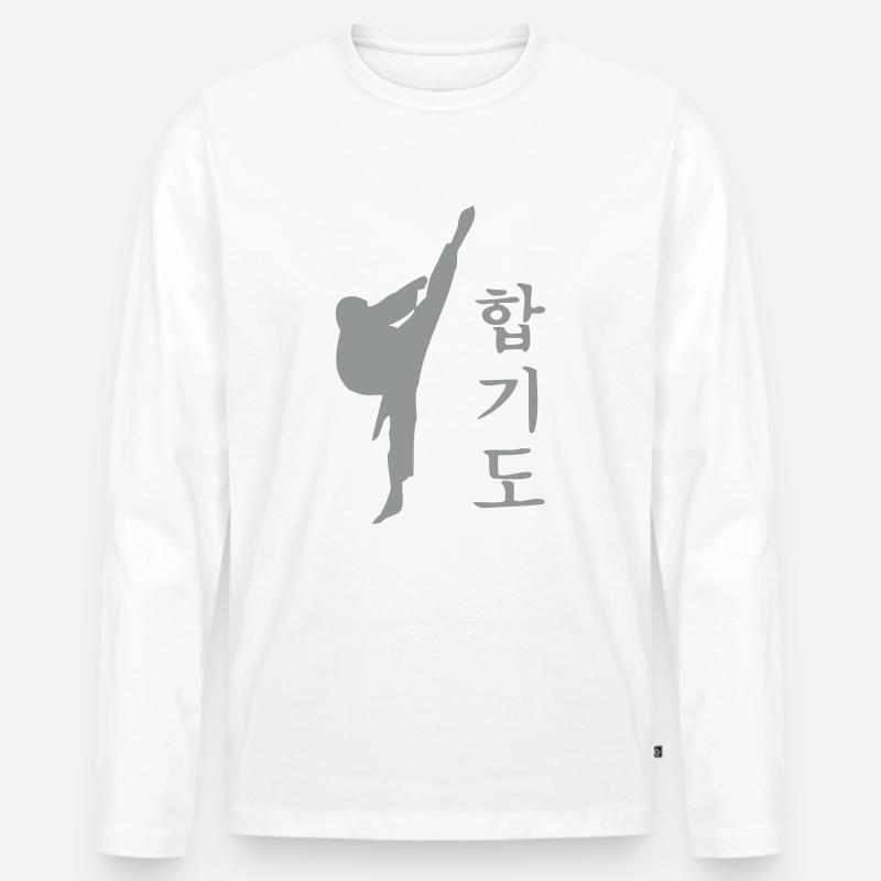 Hapkido Kick - Männer Premium Bio Langarmshirt - Weiß