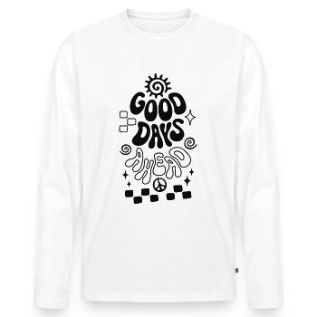 Good Days Ahead Vibe Retro Saying - Men's Premium Organic Long Sleeve Shirt - white - Front - Nico (187cm)