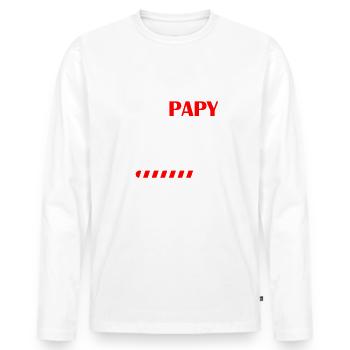 Futur Papy, futur grand-père, annonce grossesse - T-shirt manches longues Premium bio Homme - blanc - Devant - Nico (187cm)
