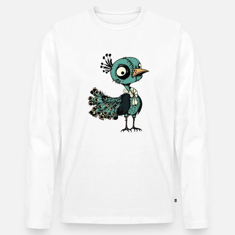 Pfau Vogel Halloween Zombie - Männer Premium Bio Langarmshirt - undefined