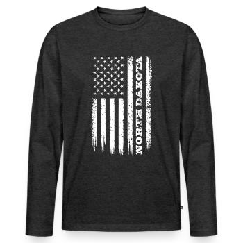 Flag USA North Dakota State Gift - Men's Premium Organic Long Sleeve Shirt - heather anthracite - Front - Nico (187cm)