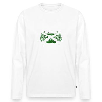 Reichet mir das Gewehr - Jäger - Männer Premium Bio Langarmshirt - Weiß - Vorne - Nico (187cm)