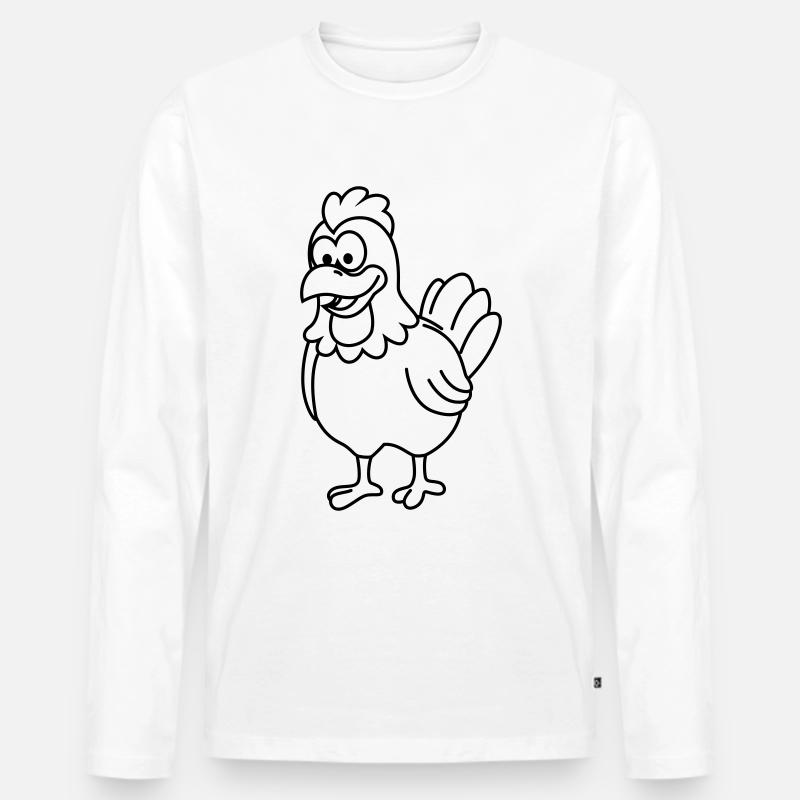 Huhn Comic Tier - Männer Premium Bio Langarmshirt - Weiß