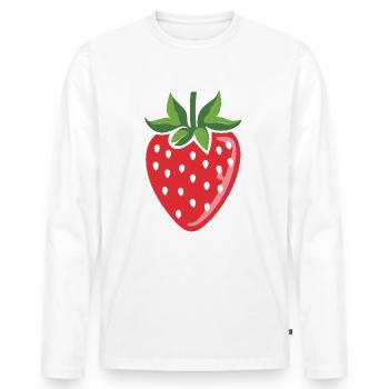 Erdbeere - Männer Premium Bio Langarmshirt - Weiß - Vorne - Nico (187cm)