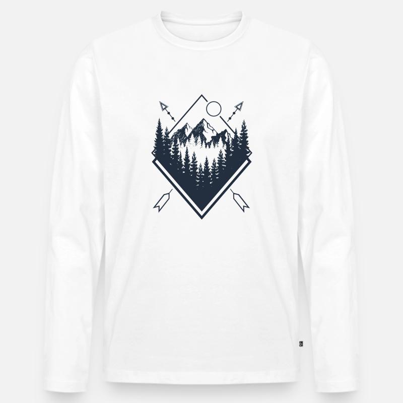 North And West - Männer Premium Bio Langarmshirt - Weiß