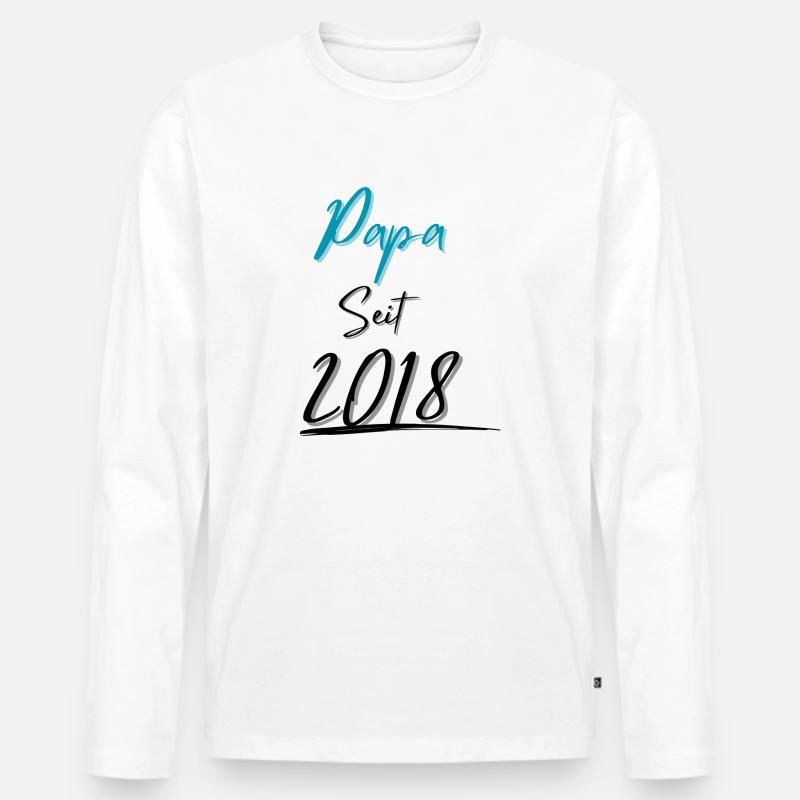 Papa seit 2018 - Männer Premium Bio Langarmshirt - Weiß