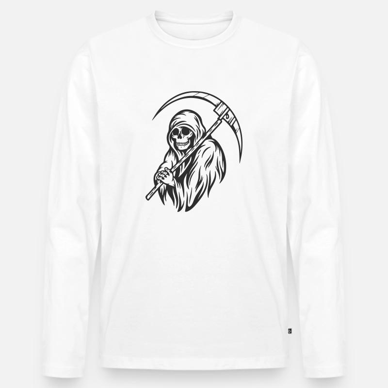 Der Tod und sein Werkzeug - Männer Premium Bio Langarmshirt - Weiß