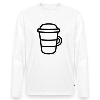Kaffeebecher - Männer Premium Bio Langarmshirt - Weiß - Vorne - Nico (187cm)