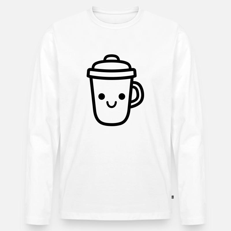 Kaffeebecher - Männer Premium Bio Langarmshirt - Weiß
