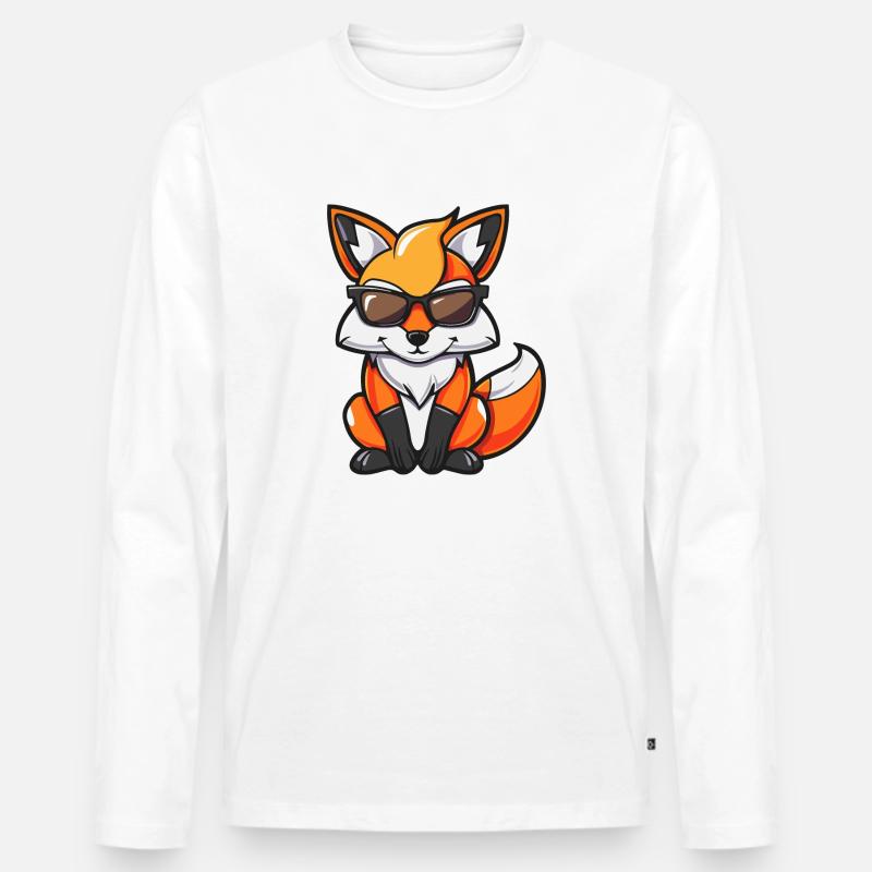 Fuchs Comic Cool - Männer Premium Bio Langarmshirt - Weiß
