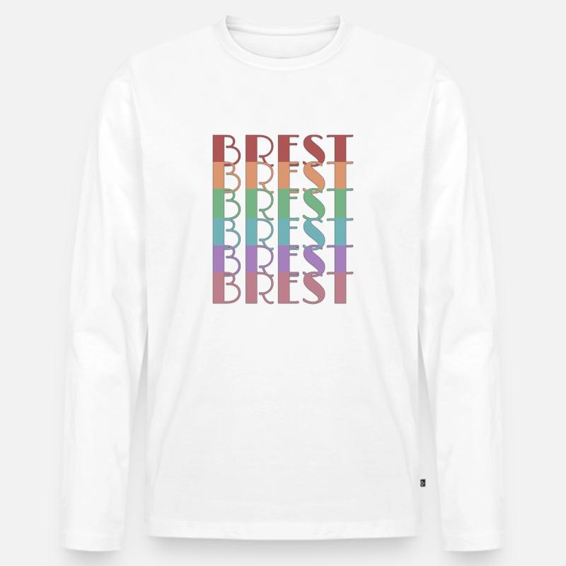 BREST - Männer Premium Bio Langarmshirt - Weiß