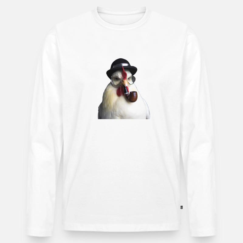 Hahn Boss - Männer Premium Bio Langarmshirt - Weiß