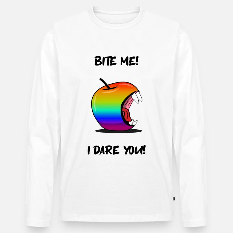 Gay Pride Apfel BITE ME - Männer Premium Bio Langarmshirt - Weiß