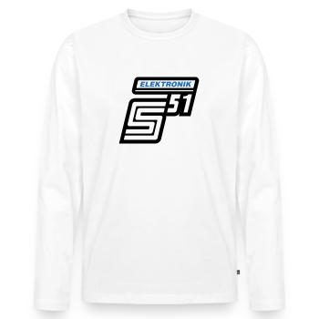 Simson S51 Elektronik Emblem (Farben änderbar) - Männer Premium Bio Langarmshirt - Weiß - Vorne - Nico (187cm)
