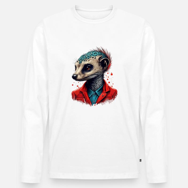 Erdmännchen - Männer Premium Bio Langarmshirt - Weiß