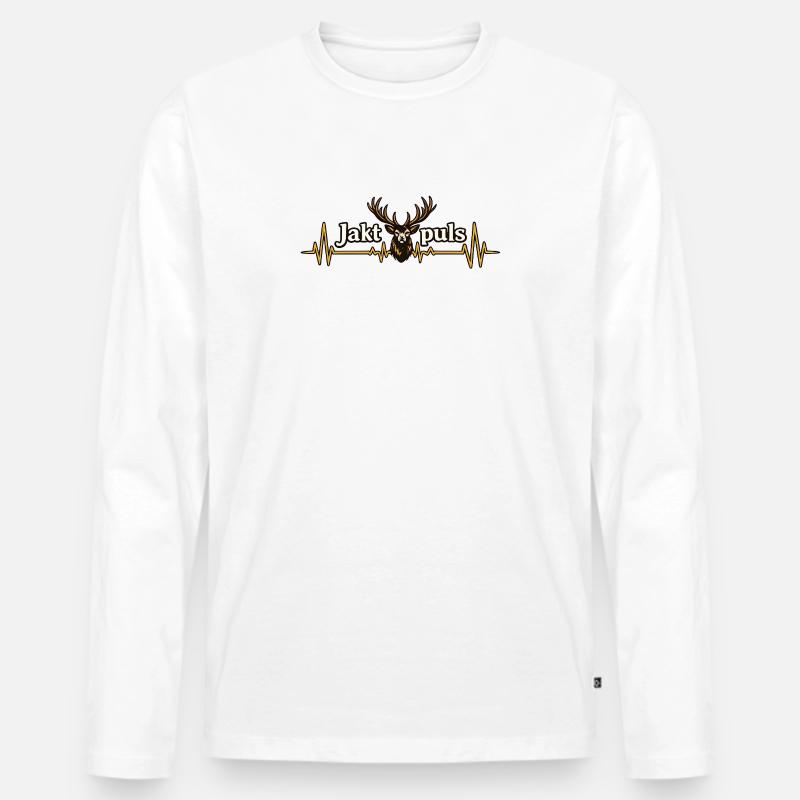 Jagdpuls Herz - Männer Premium Bio Langarmshirt - Weiß
