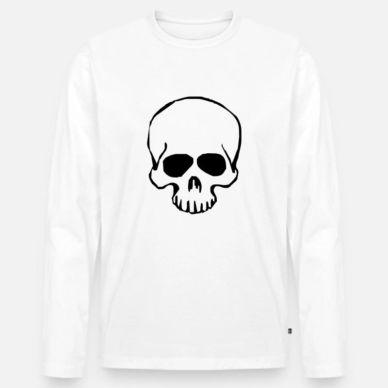 skull - Männer Premium Bio Langarmshirt - Weiß
