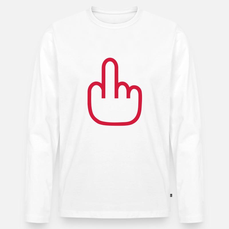 Mittelfinger - Männer Premium Bio Langarmshirt - Weiß