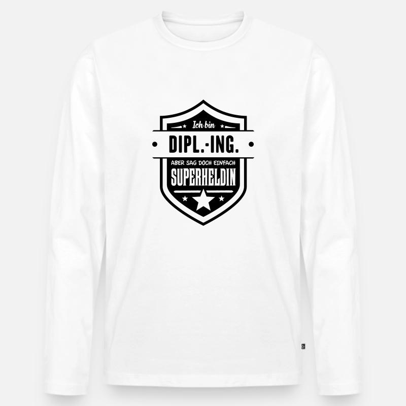 Super Dipl.-Ing. - Männer Premium Bio Langarmshirt - Weiß