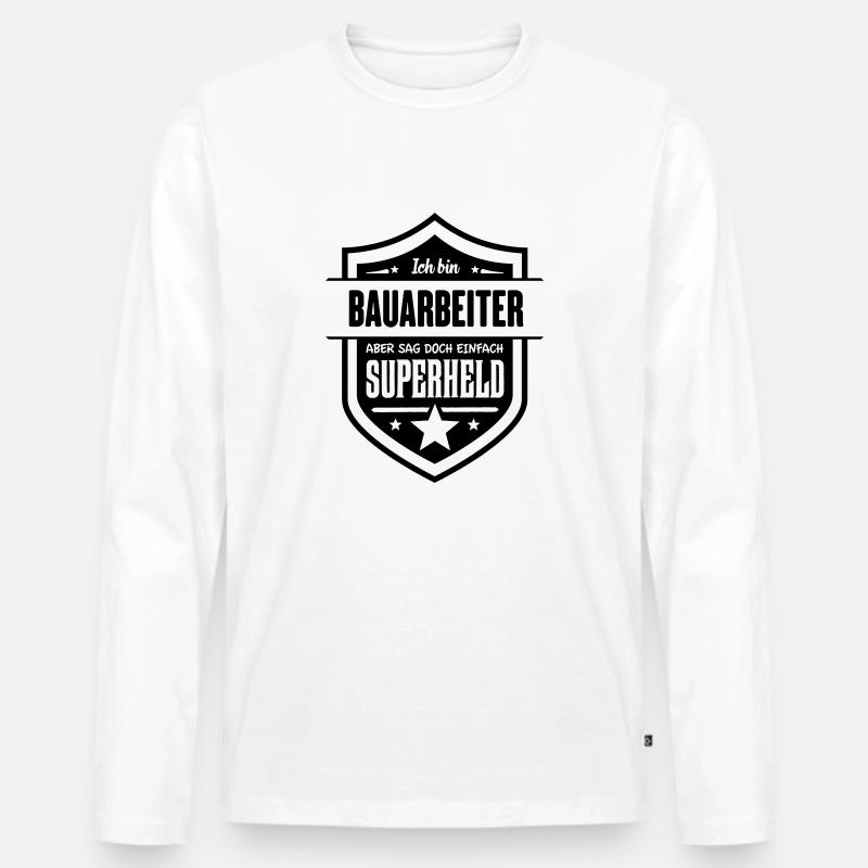 Super Bauarbeiter - Männer Premium Bio Langarmshirt - Weiß
