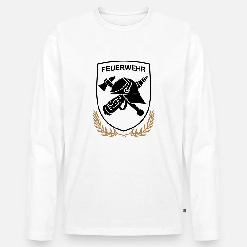 Feuerwehr Logo Wappenform - Männer Premium Bio Langarmshirt - Weiß