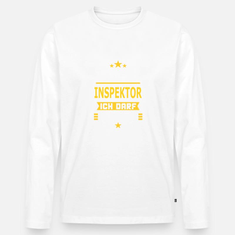 INSPEKTOR - Männer Premium Bio Langarmshirt - Weiß