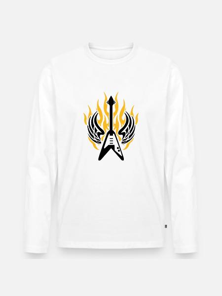 guitar wing flame - Men's Premium Organic Long Sleeve Shirt - white
