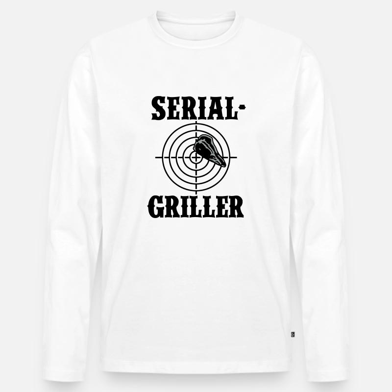Serial Griller - Männer Premium Bio Langarmshirt - Weiß