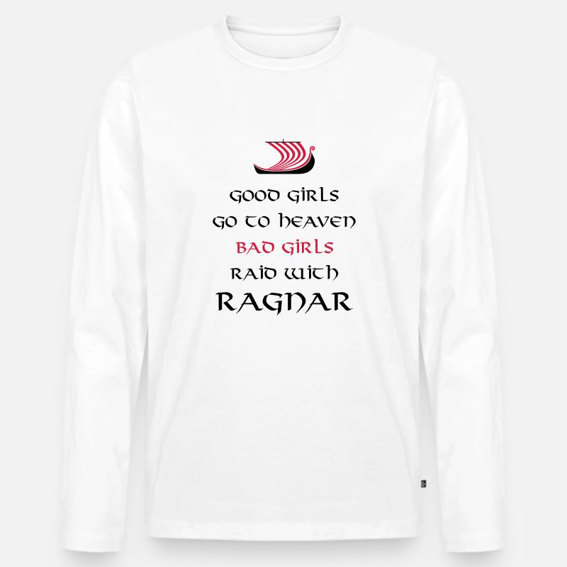 Bad Girls Raid With Ragnar - Männer Premium Bio Langarmshirt - Weiß
