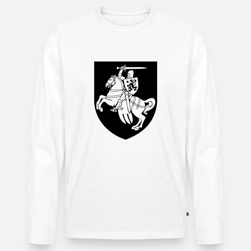 Ritter mit Schild - Wappen - Männer Premium Bio Langarmshirt - Weiß