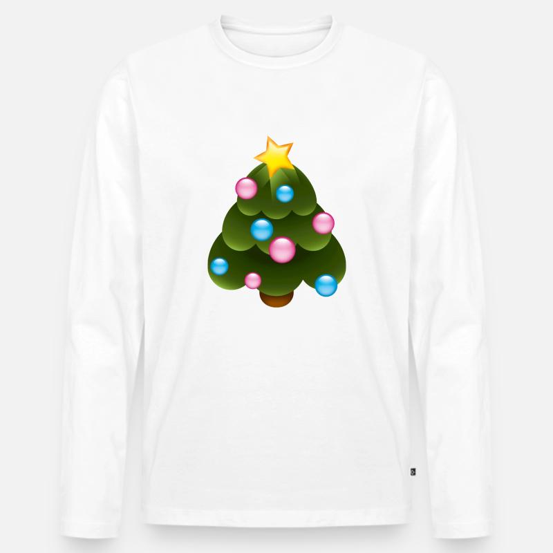 Smiley Christmas Tree - Männer Premium Bio Langarmshirt - Weiß
