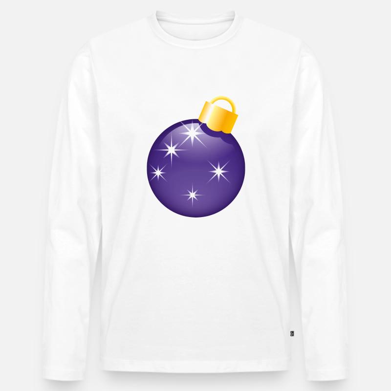 Smiley Christman bauble - Männer Premium Bio Langarmshirt - Weiß