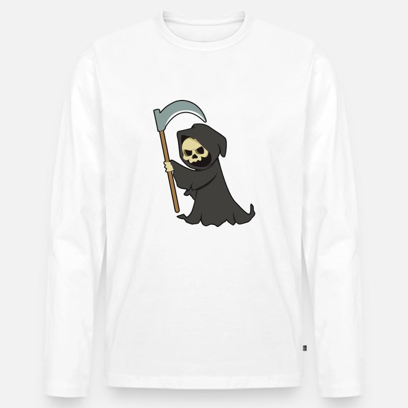 Sensenmann - Halloween - Männer Premium Bio Langarmshirt - Weiß