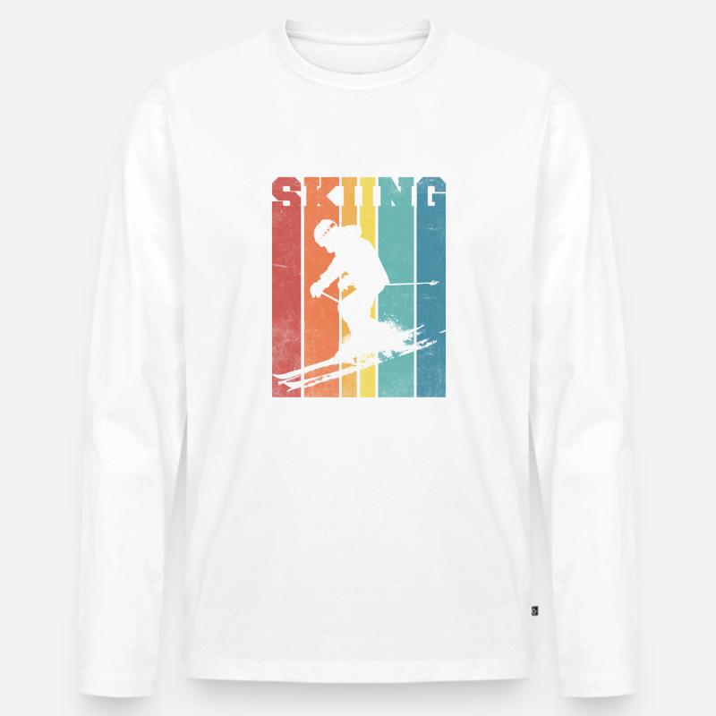 Skipalette Retro Farben - Männer Premium Bio Langarmshirt - Weiß